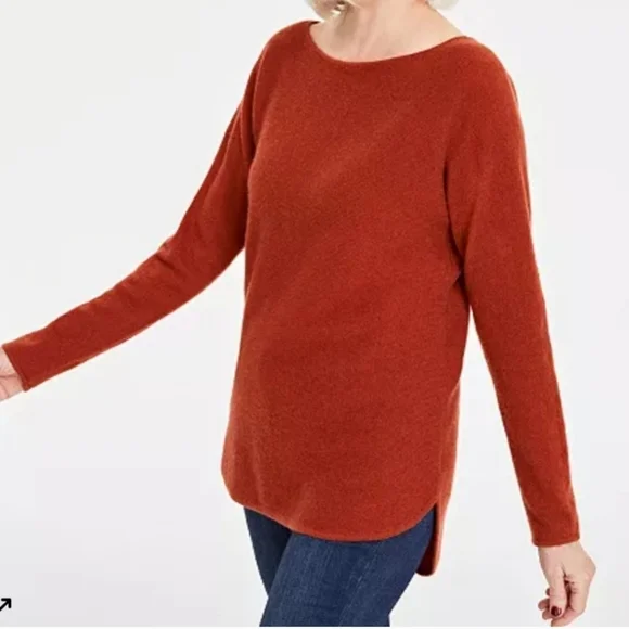 CASHMERE Charter Club Luxury Macy's Longsleeve Shirttail Sweater Top Size Large